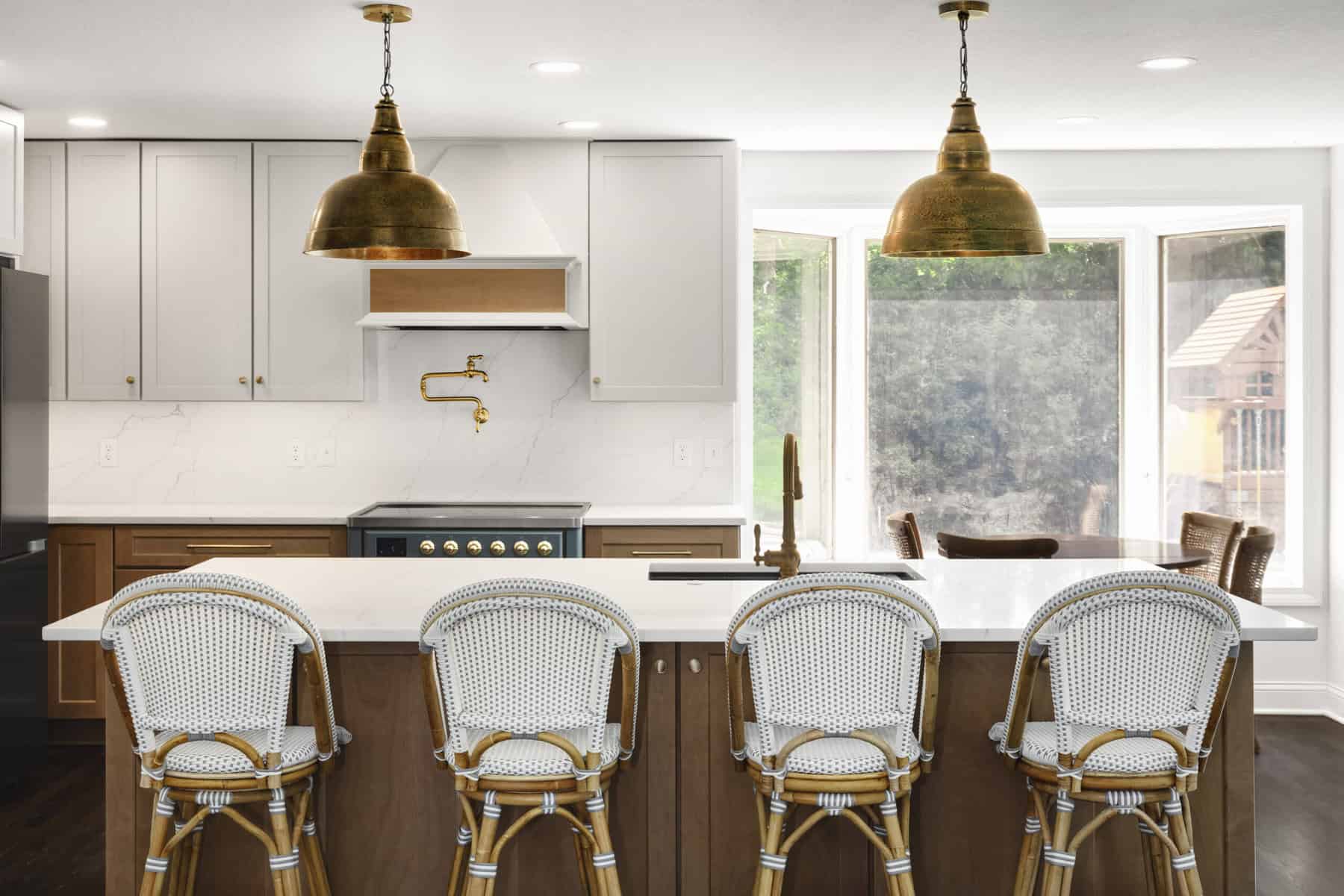 Warm Wood Island Kitchen Remodel Minneapolis